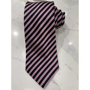 CM Gold Series 100% Repp Striped Silk Tie 67.5 x 3.75 Pink Black White Size XL